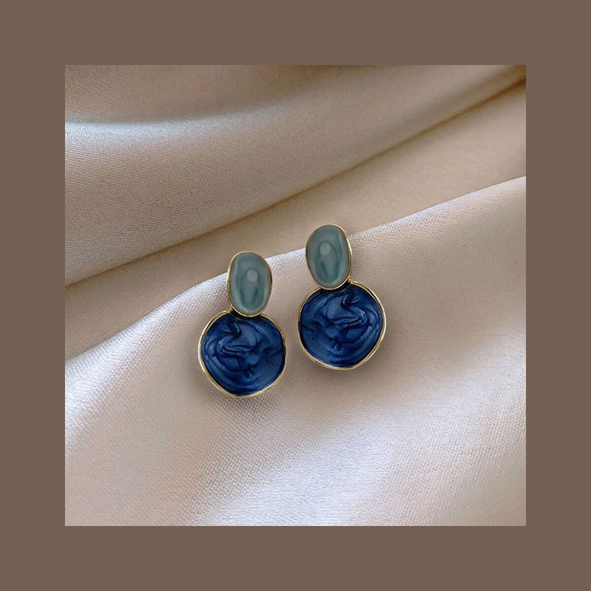 Blue Irregular Round Earrings