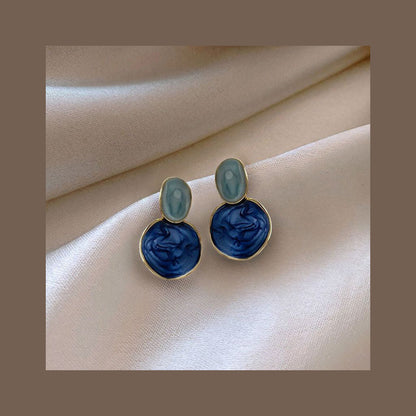 Blue Irregular Round Earrings