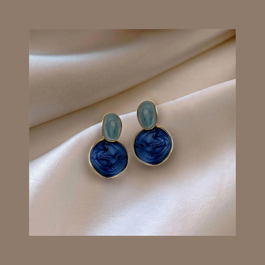 Blue Irregular Round Earrings