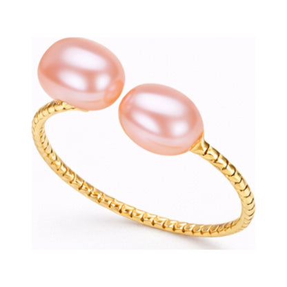 Freshwater Pearl Copper Geometric Ring