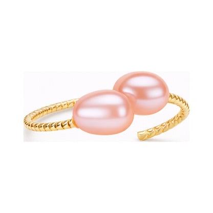 Freshwater Pearl Copper Geometric Ring