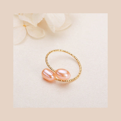 Freshwater Pearl Copper Geometric Ring