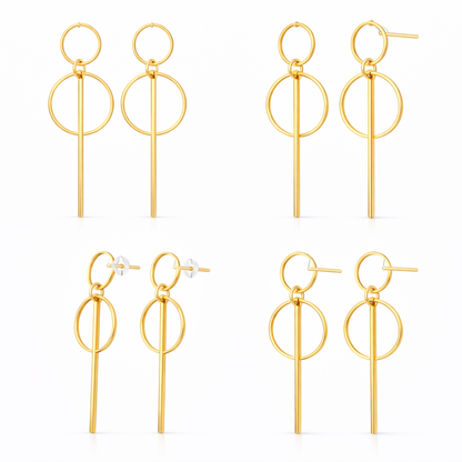 Alloy Geometric Round Earrings – Round Square Vibe Nova
