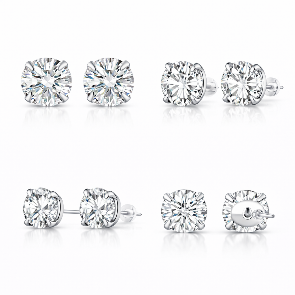 Zircon S925 Sterling Silver Heart Star Stud Earrings – Star Heart Nova