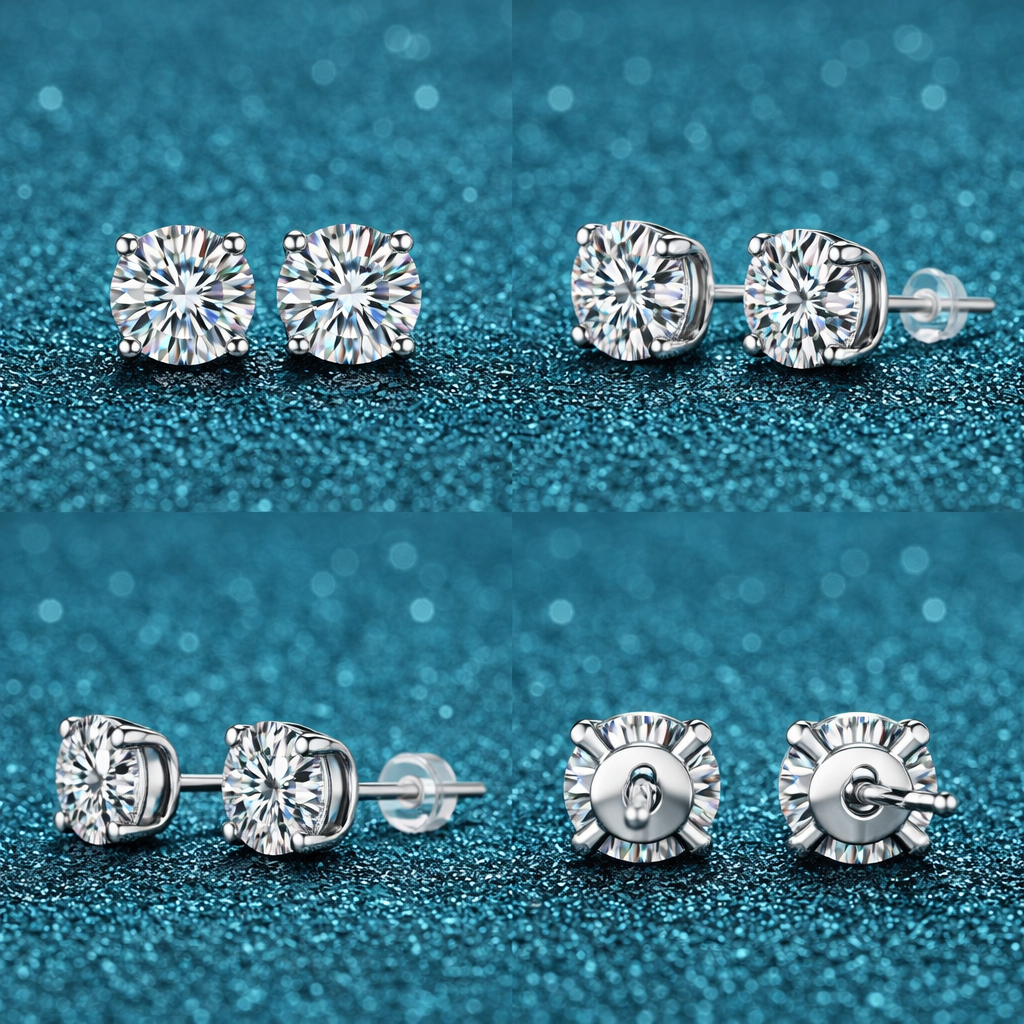S925 Moissanite Zircon Studs Earrings