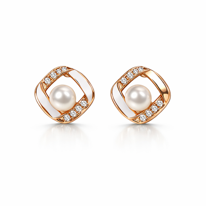 Elegant Hollow Square Pearl Drops