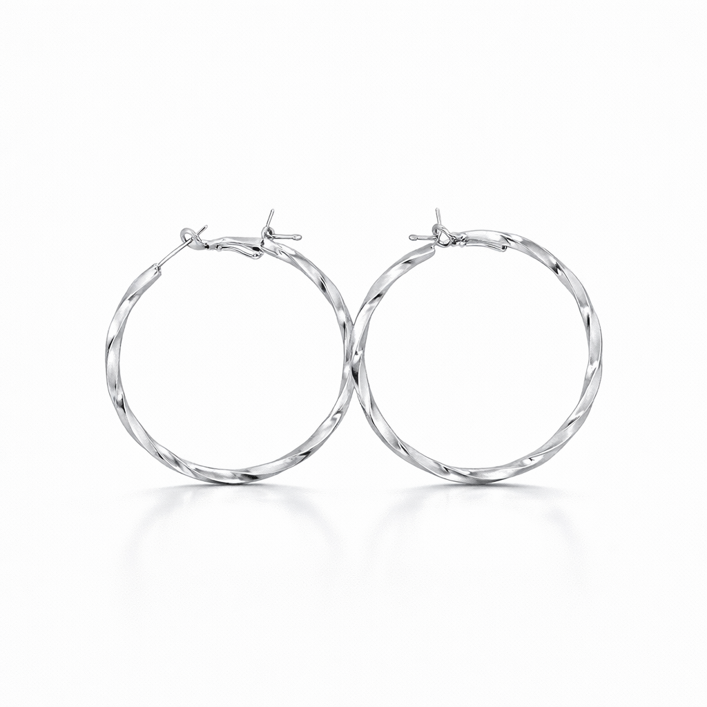 Round Twist Pearl Drops Earrings