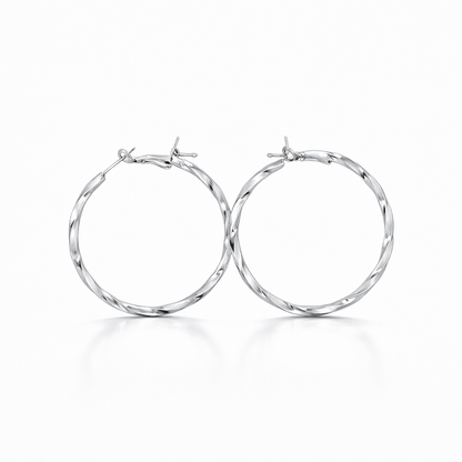 Round Twist Pearl Drops Earrings