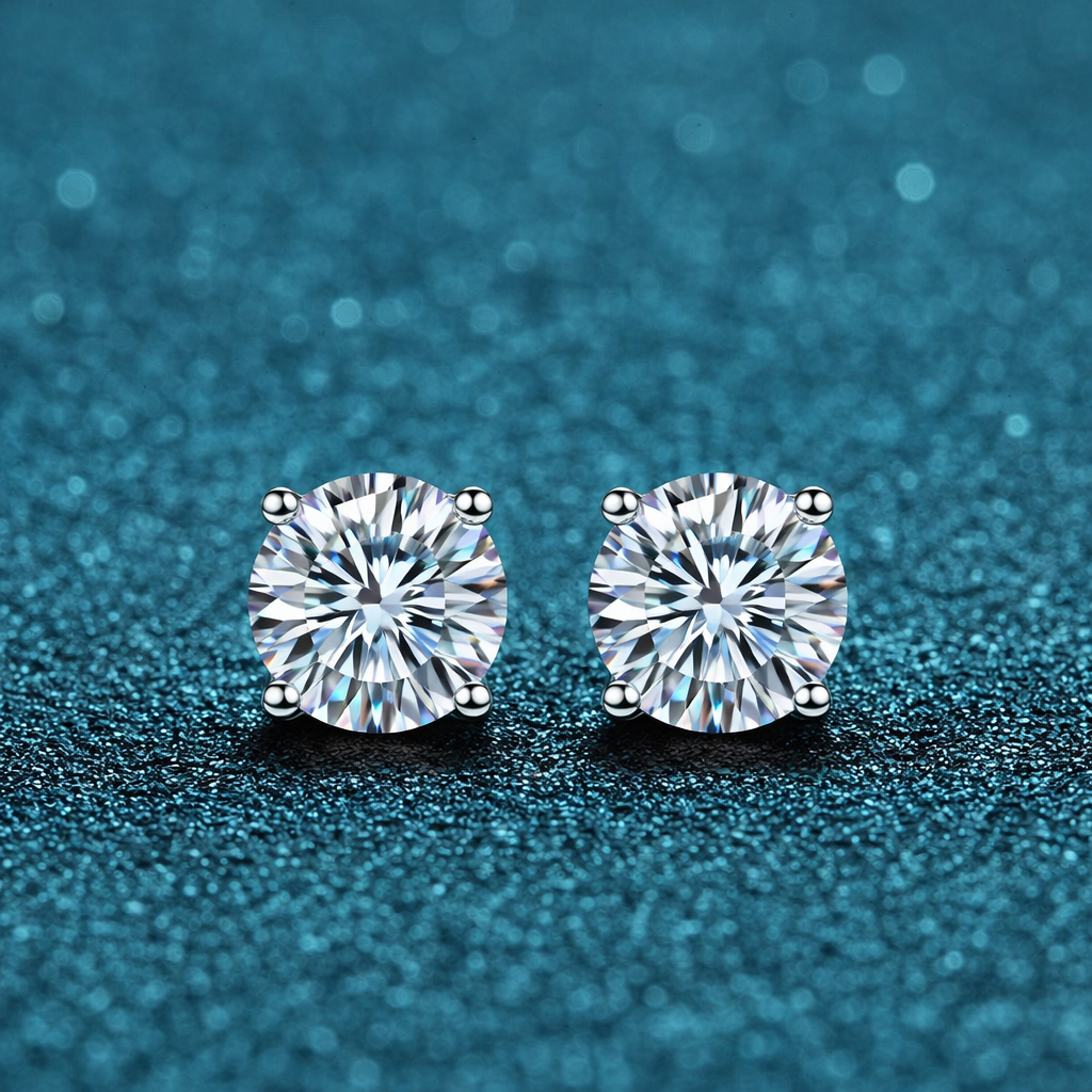 S925 Moissanite Zircon Studs Earrings