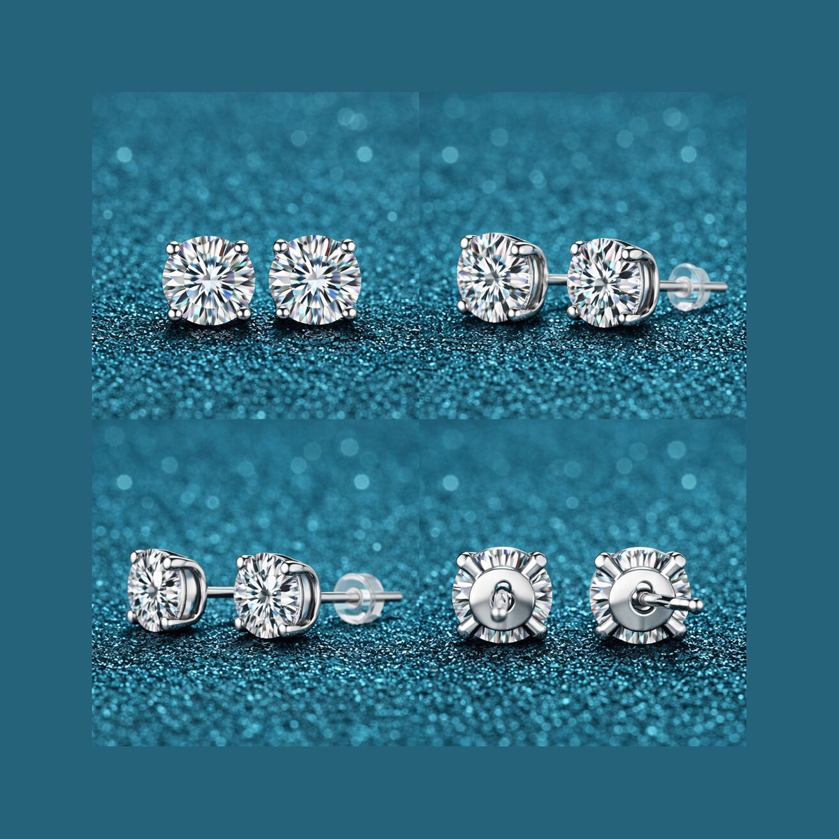 S925 Moissanite Zircon Studs Earrings