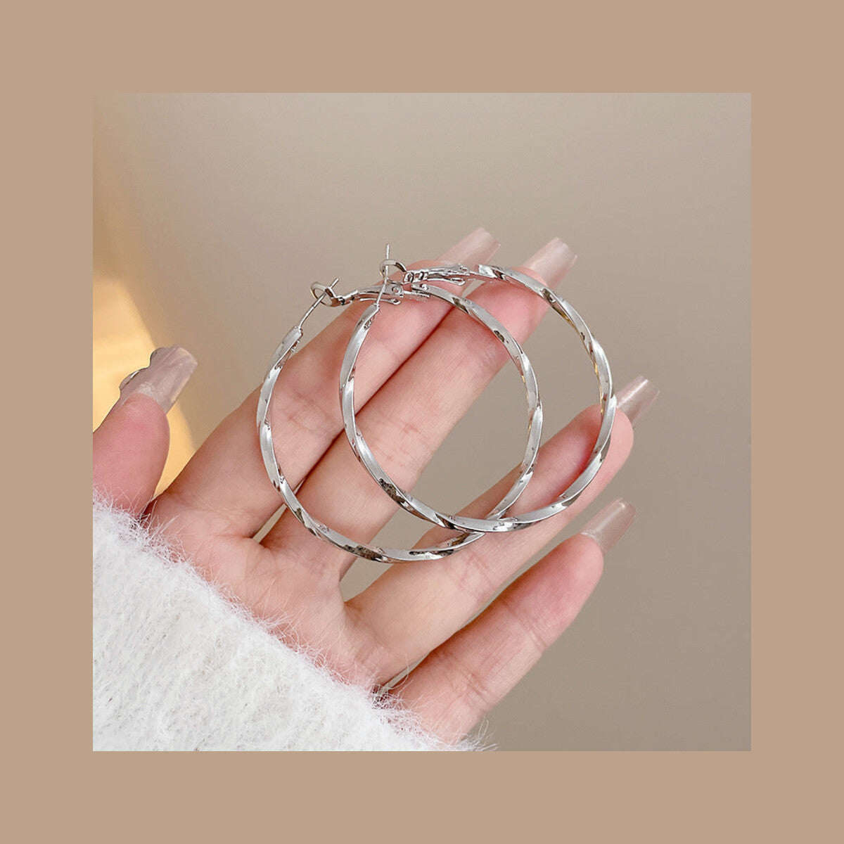 Round Twist Pearl Drops Earrings