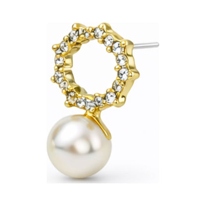 Rhinestone Pearl Bow Drops