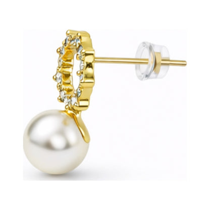Rhinestone Pearl Bow Drops