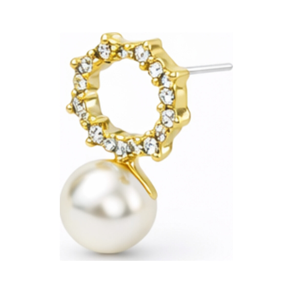 Rhinestone Pearl Bow Drops
