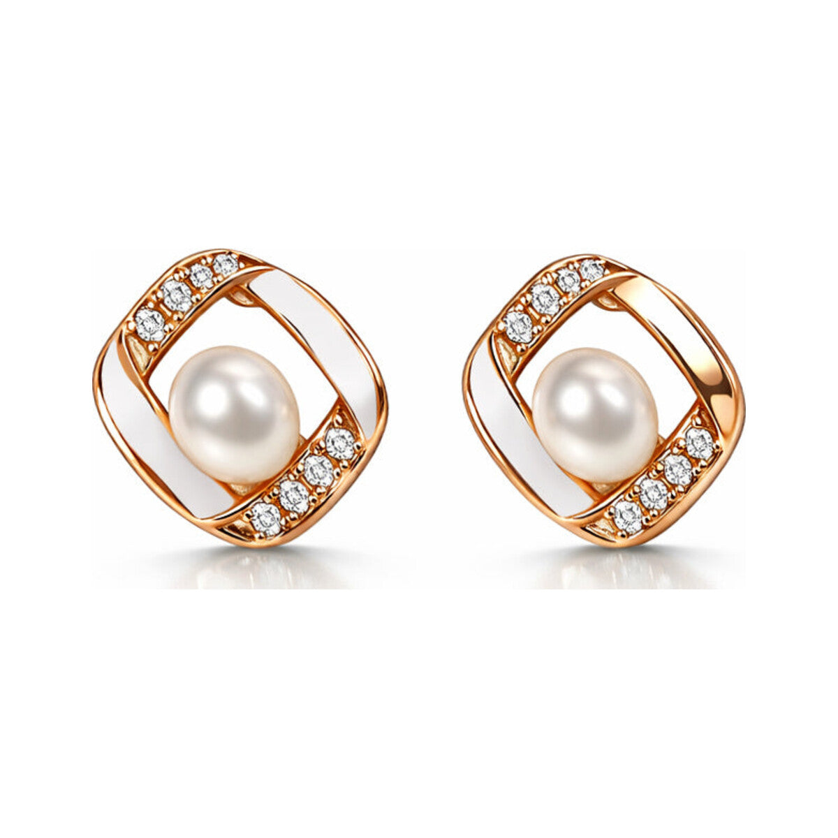 Elegant Hollow Square Pearl Drops
