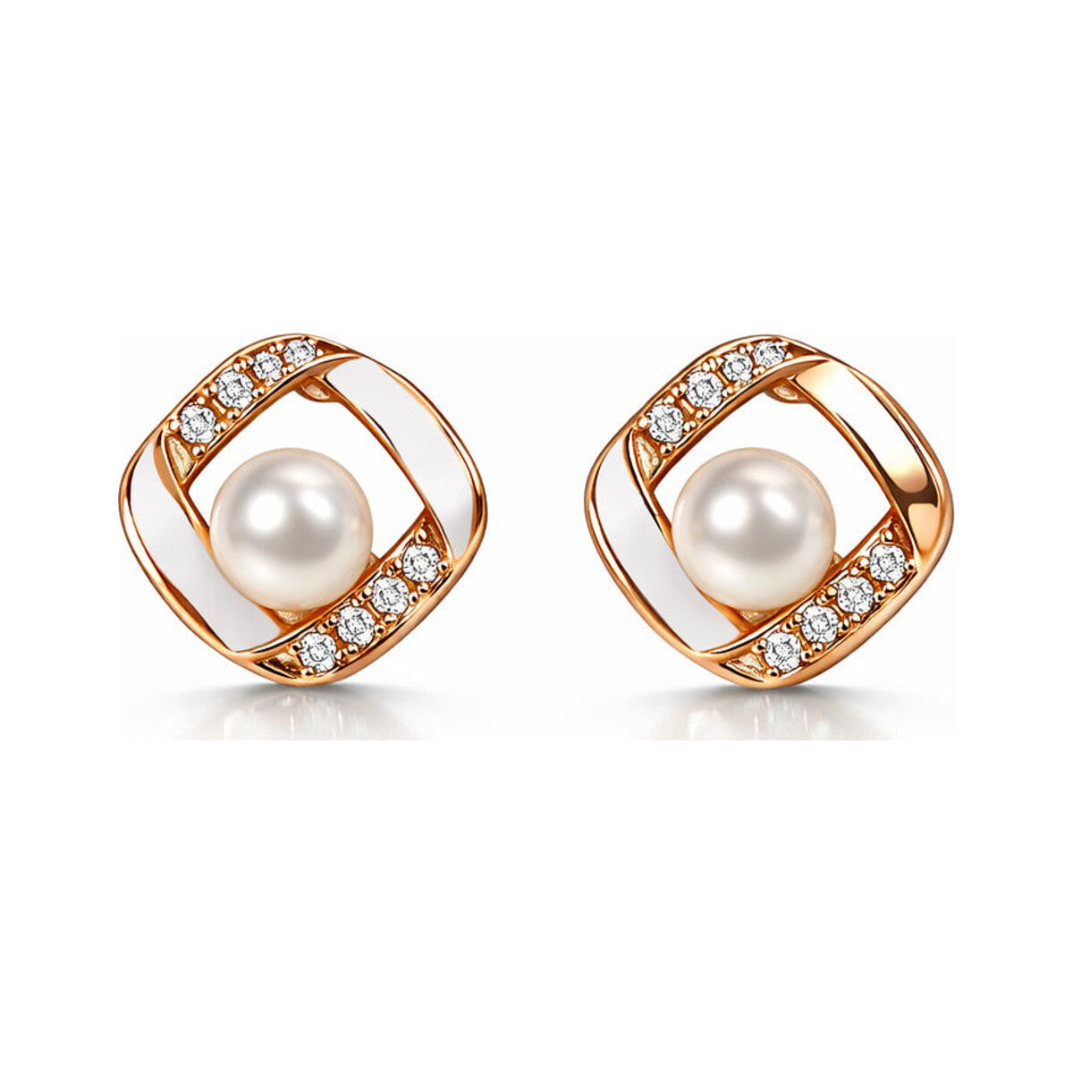 Elegant Hollow Square Pearl Drops