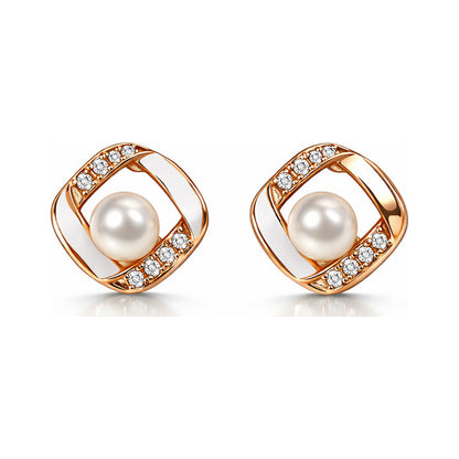 Elegant Hollow Square Pearl Drops
