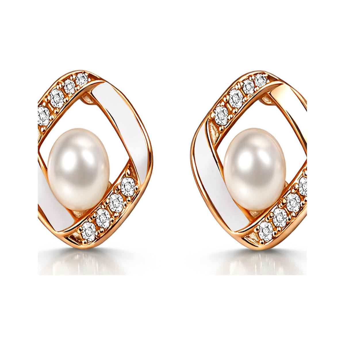 Elegant Hollow Square Pearl Drops