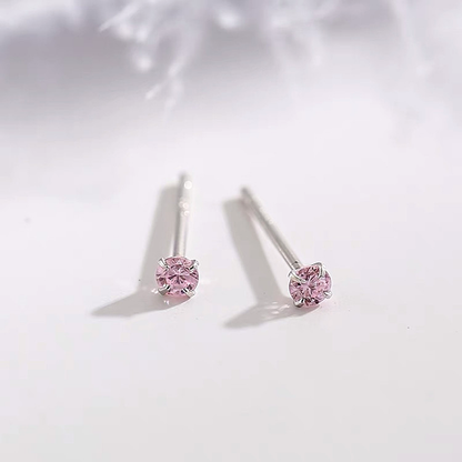 Pink Round S925 Studs Mini 2.5mm
