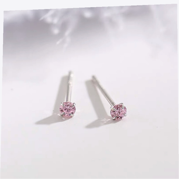 Pink Round S925 Studs Mini 2.5mm