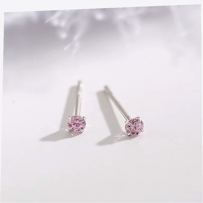 Pink Round S925 Studs Mini 2.5mm