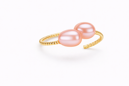 Freshwater Pearl Copper Geometric Ring