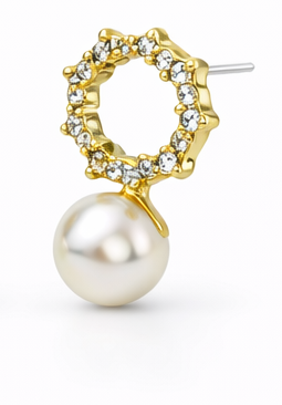 Rhinestone Pearl Bow Drops