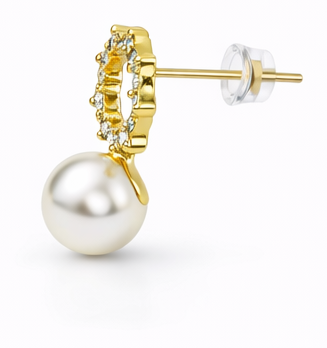 Rhinestone Pearl Bow Drops