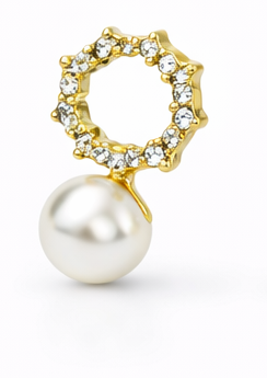 Rhinestone Pearl Bow Drops