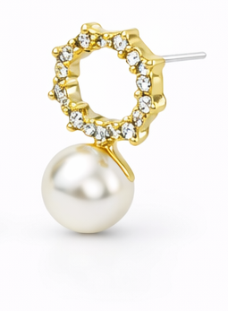 Rhinestone Pearl Bow Drops