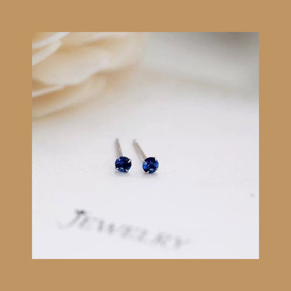 Blue Silver Studs 2.5mm S925 Earrings