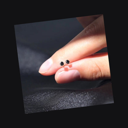 Black Silver 2.5mm S925 Earrings Studs