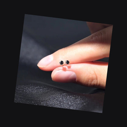 Black Silver 2.5mm S925 Earrings Studs