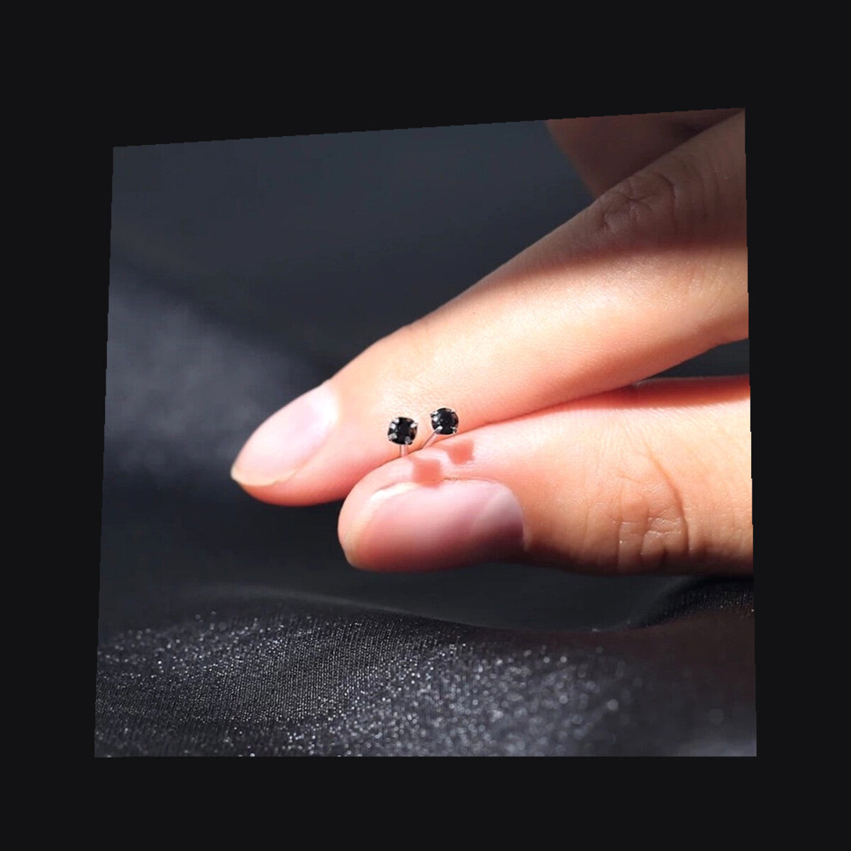 Black Silver 2.5mm S925 Earrings Studs
