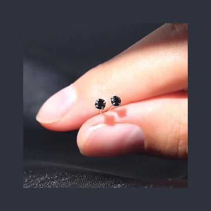 Black Silver 2.5mm S925 Earrings Studs