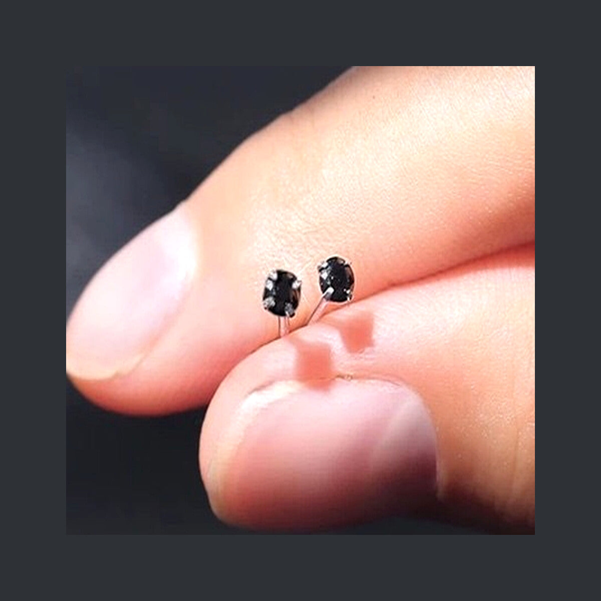 Black Silver 2.5mm S925 Earrings Studs