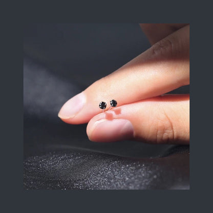 Black Silver 2.5mm S925 Earrings Studs