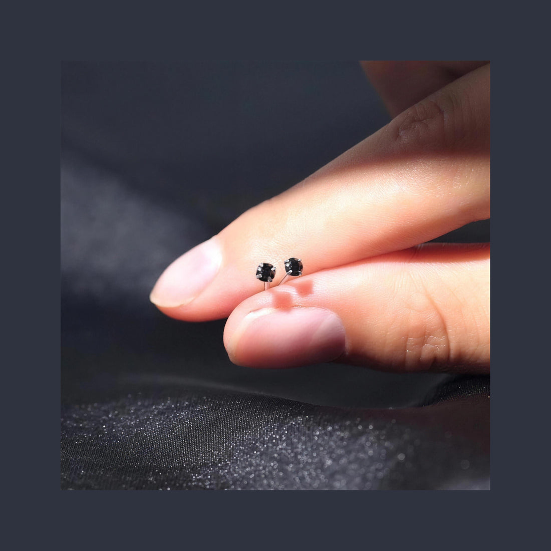 Black Silver 2.5mm S925 Earrings Studs
