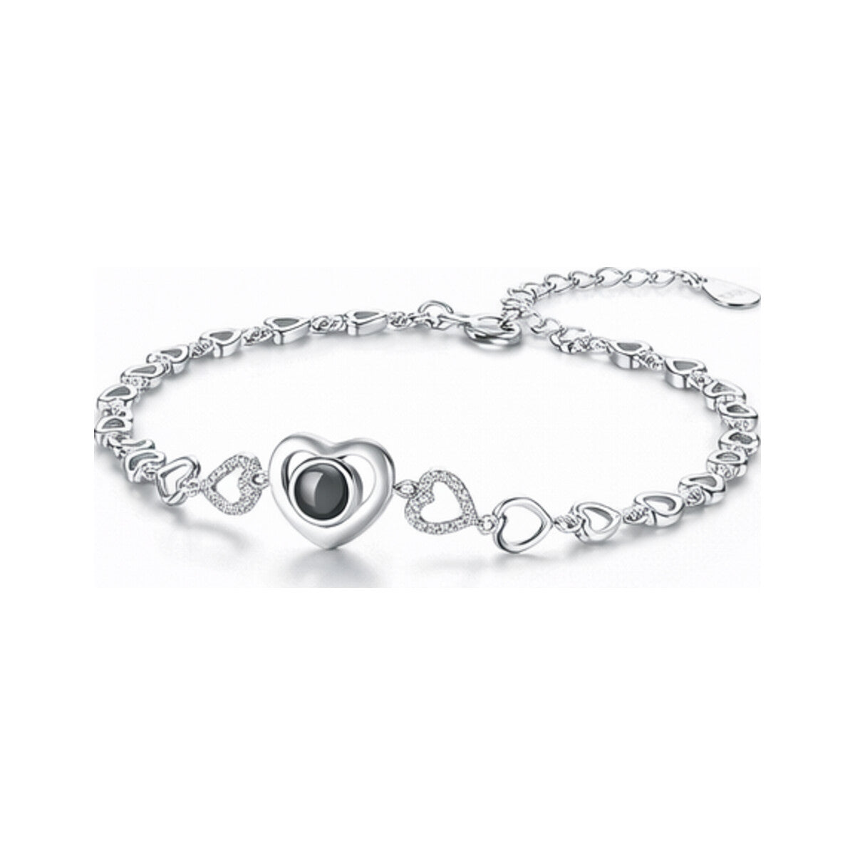 Zircon Silver Heart Hollow Bracelet – Heart Hollow