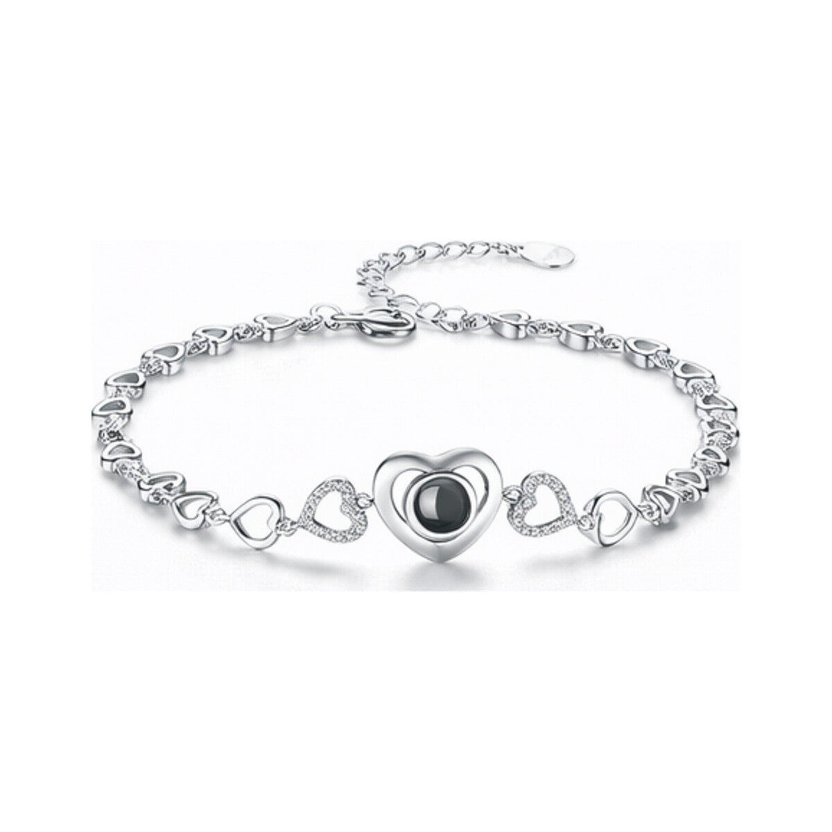 Zircon Silver Heart Hollow Bracelet – Heart Hollow
