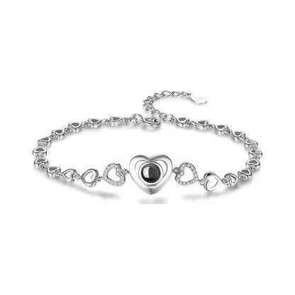 Zircon Silver Heart Hollow Bracelet – Heart Hollow