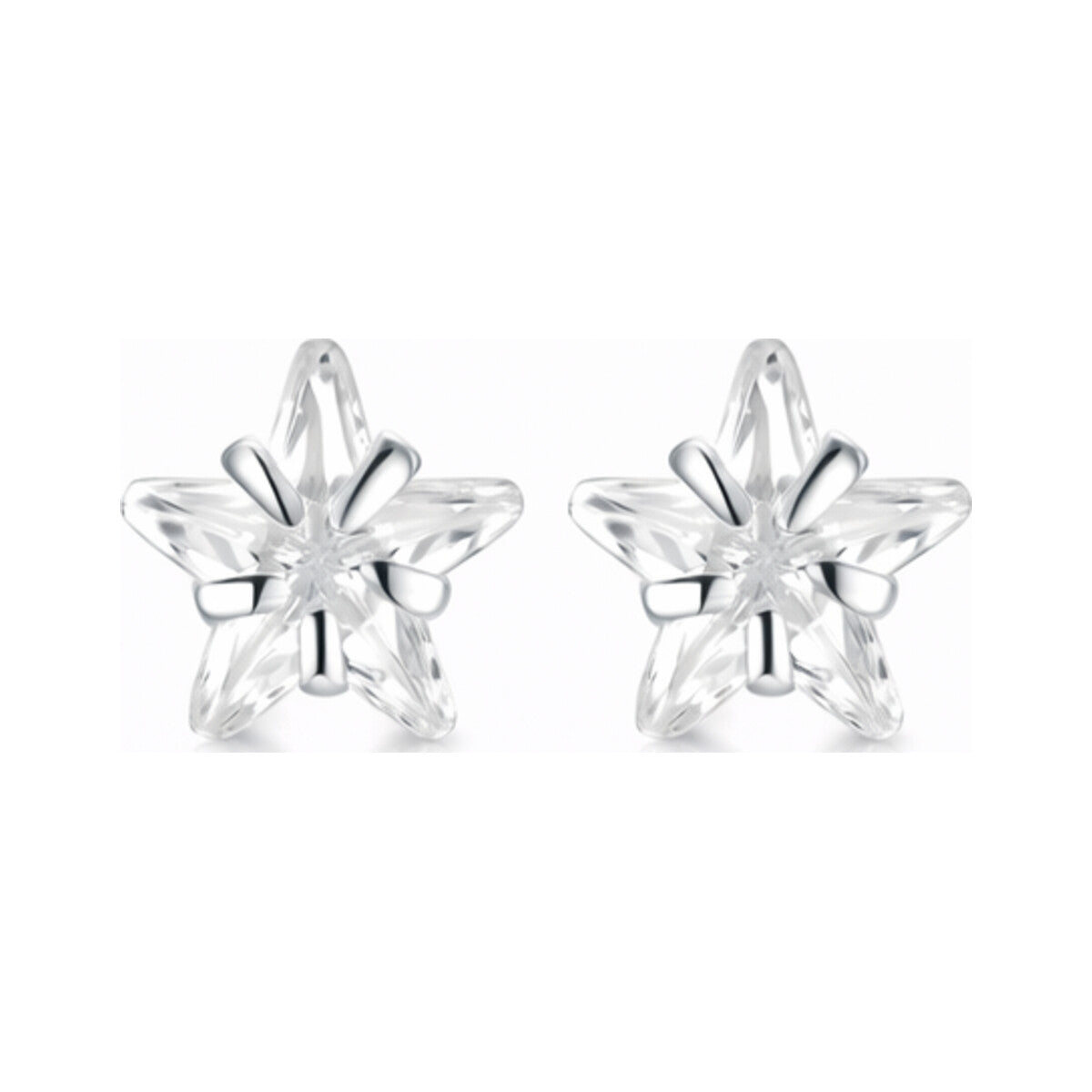 Celestial Zircon Sterling 4mm Star Sparkle Studs