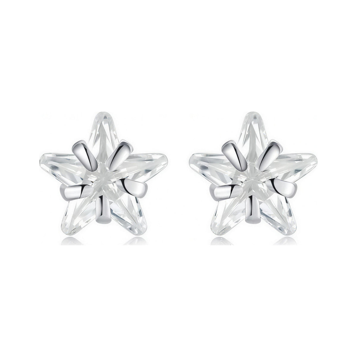 Celestial Zircon Sterling 4mm Star Sparkle Studs